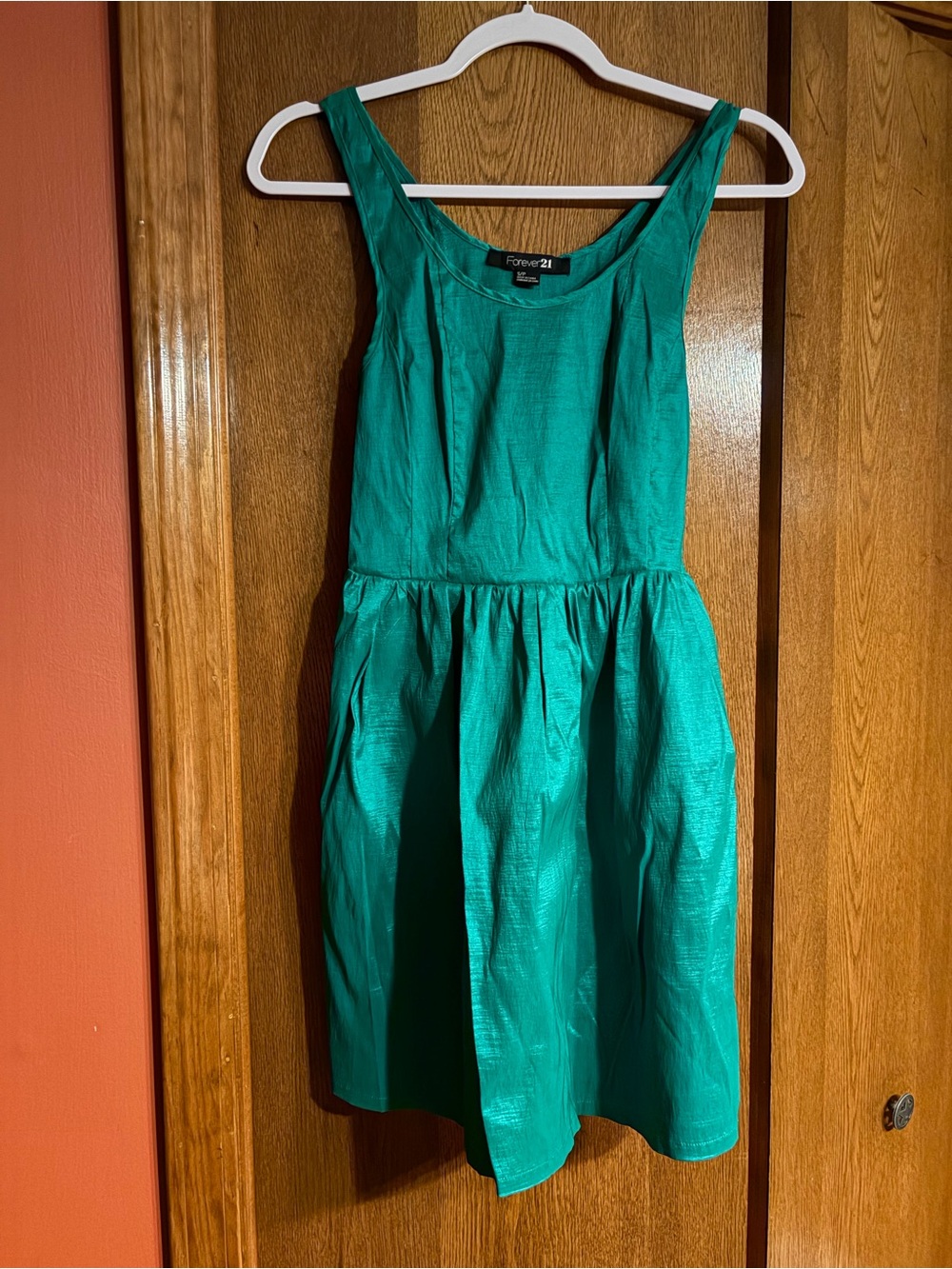 Y2K Forever 21 small taffeta Emerald Green Sleeveless Party Dress